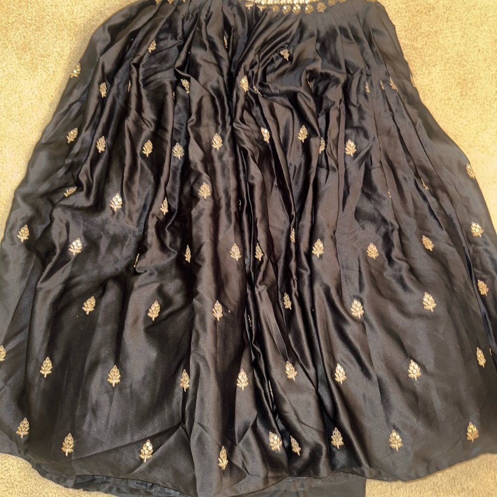 Black and Gold Embroidered Lehenga Set - Picture 12 of 12